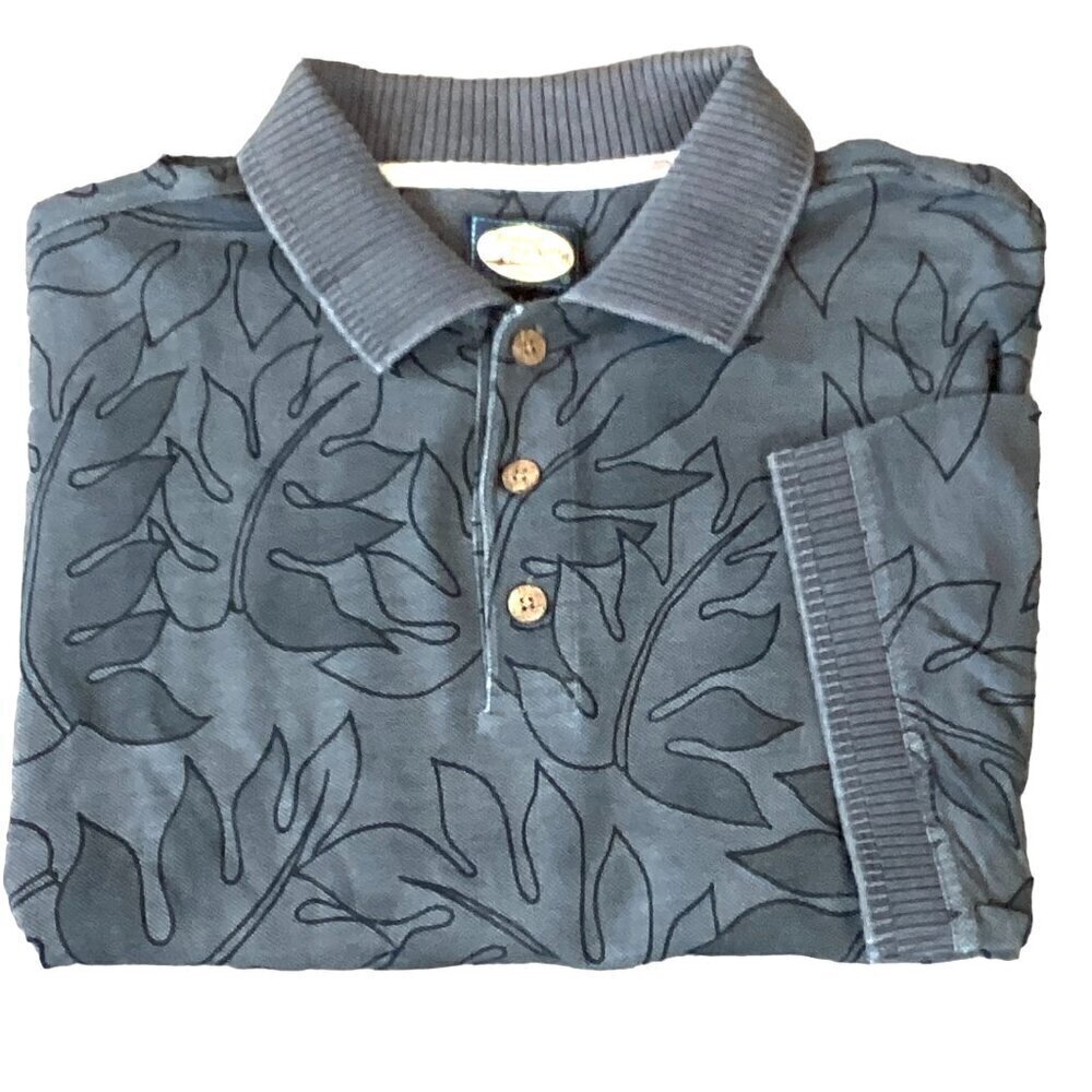 Tommy Bahama Mens Hawaiian Floral Short Sleeve Cotton Stretch Polo Shirt L #249K